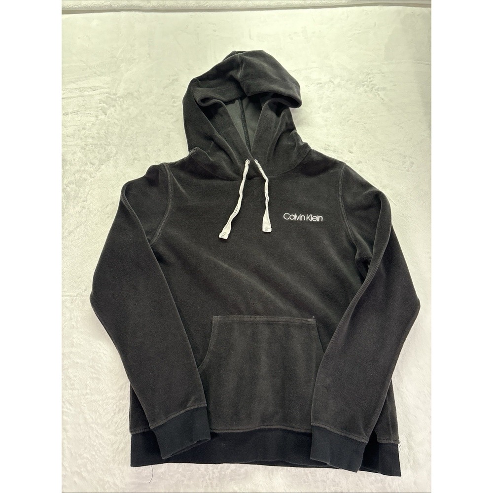 Black Velvet Calvin Klein Pullover Long sleeve Hoodie Women's Small Loungewear